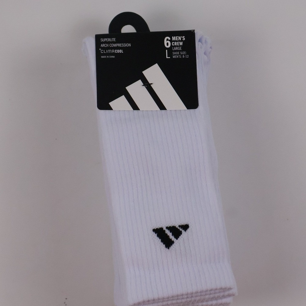 Adidas Socks Superlite Arch Compression Climacool White 6 Pair Pack Large NWT